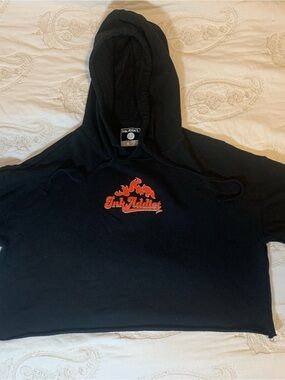 Ink Addict Black Cropped Hoodie No Cry Babies Women's Size Medium